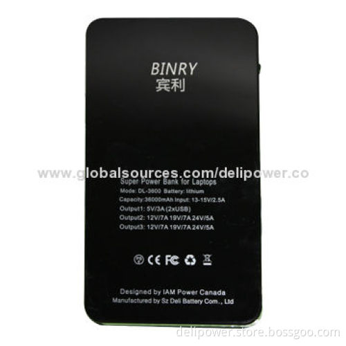 2*USB 5V*2, 2*DC 12/19/24V, smart high-capacity, lithium-ion battery packs for four devices